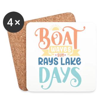 Bateau Vagues Soleil Rayons Lac Jours - Dessous de verre (lot de 4) - blanc - Devant