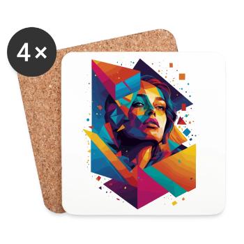 Art du visage moderne - Dessous de verre (lot de 4) - blanc - Devant