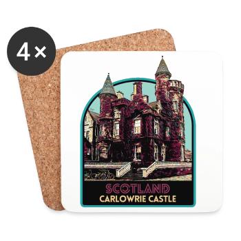 Illustration Carlowrie Castle, Scotland - Coasters (set of 4) - white - Front