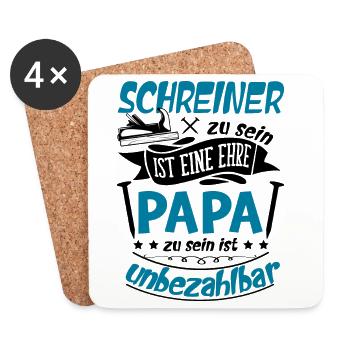 Schreiner Papa Handwerker Vatertag - Untersetzer (4er-Set) - Weiß - Vorne