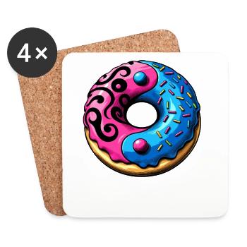 Yin Yang Donut Illustration - Untersetzer (4er-Set) - Weiß - Vorne