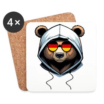 Ours portant un sweat à capuche - Dessous de verre (lot de 4) - blanc - Devant