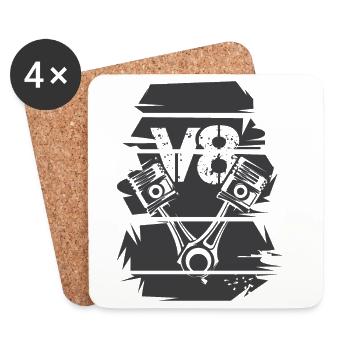retro v8 car musclecars engine vintage icon logo - Coasters (set of 4) - white - Front