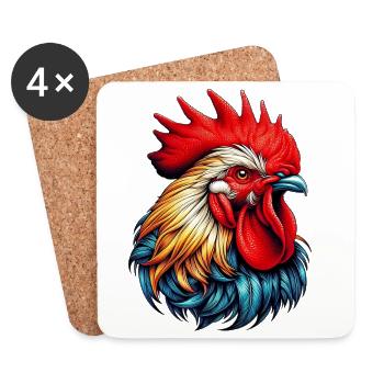 Coq Poule - Dessous de verre (lot de 4) - blanc - Devant