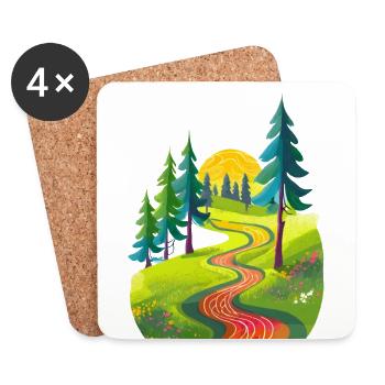 Hiking trail that winds its way across a meadow - Coasters (set of 4) - white - Front