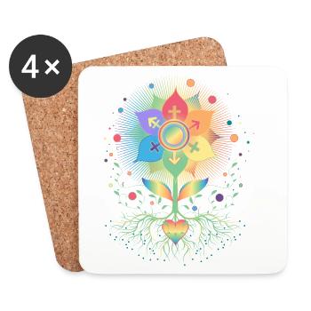 Flower with Root Symbol of Pride & Belonging - Coasters (set of 4) - white - Front