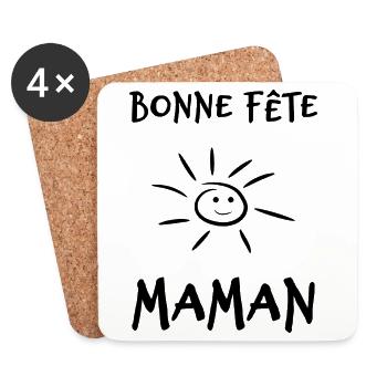 MOM. MOTHER'S DAY. HEART. HAPPY BIRTHDAY - Coasters (set of 4) - white - Front