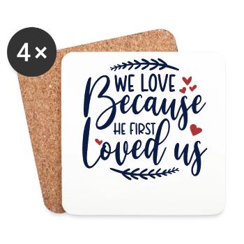God Jesus loves us me you Gott liebt uns dich mich - Untersetzer (4er-Set) - Weiß - Vorne