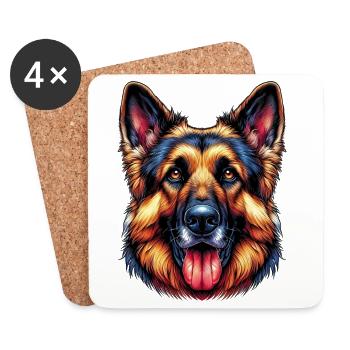 Deutscher Schäferhund - Untersetzer (4er-Set) - Weiß - Vorne