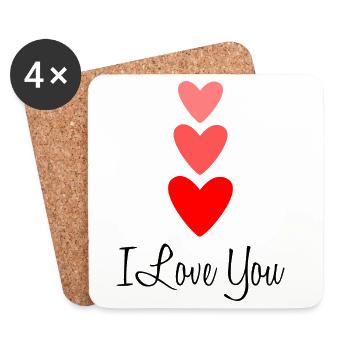 I LOVE YOU. SAINT VALENTIN. EVJF. JE T'AIME - Dessous de verre (lot de 4) - blanc - Devant