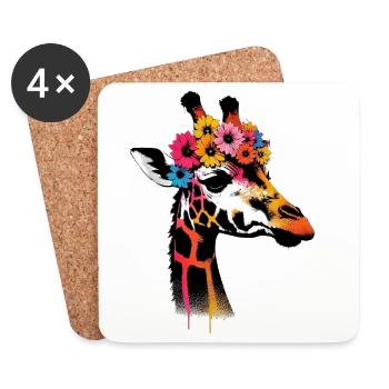 Girafe - Dessous de verre (lot de 4) - blanc - Devant