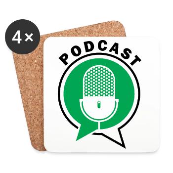 Podcast Mikrofon Sprechblasen - Untersetzer (4er-Set) - Weiß - Vorne