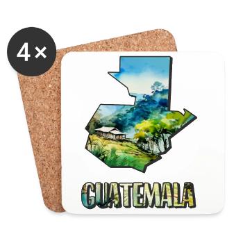Watercolor Map of Guatemala - Coasters (set of 4) - white - Front