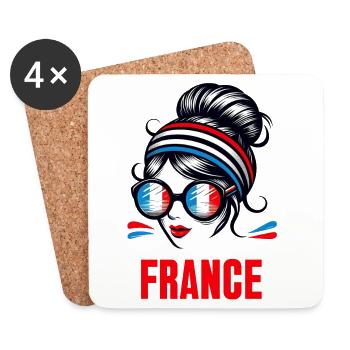 Stylish France Girl: Retro Chic with Modern Twist - Coasters (set of 4) - white - Front
