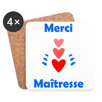 MAÎTRESSE. MERCI. MERCI MAÎTRESSE - Dessous de verre (lot de 4) - blanc - Devant