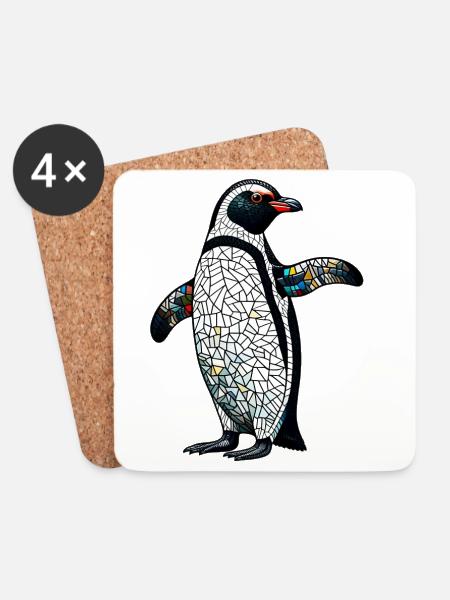 Pinguin - Untersetzer (4er-Set) - Weiß