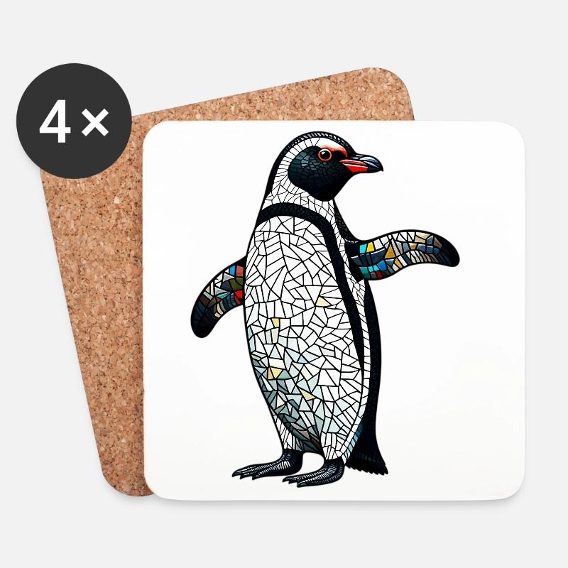 Pinguin - Untersetzer (4er-Set) - Weiß