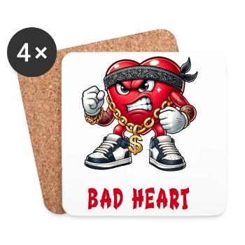 Böses Herz Gangster Design - Untersetzer (4er-Set) - Weiß - Vorne
