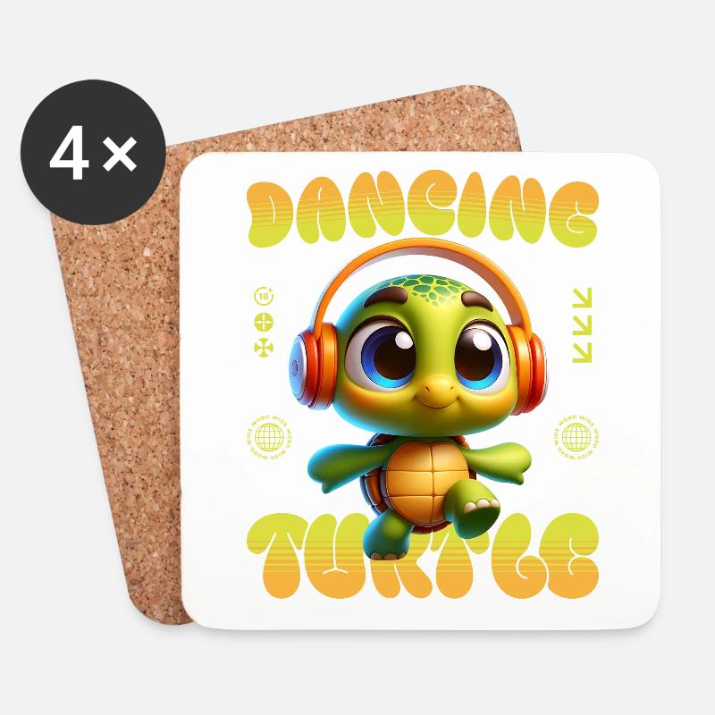 Dancing Turtle Music - Untersetzer (4er-Set) - Weiß