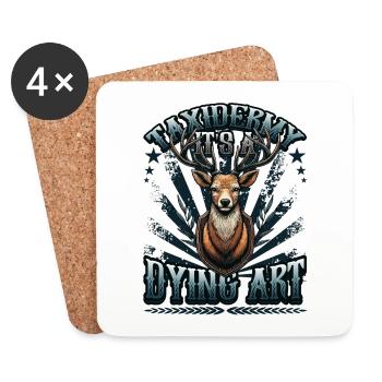 La taxidermie est un motif de cerf d’art en voie de disparition - Dessous de verre (lot de 4) - blanc - Devant