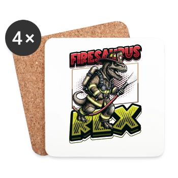 Firesaurus Rex Feuerwehr Dinosaurier Abenteuer - Untersetzer (4er-Set) - Weiß - Vorne
