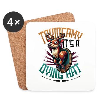 Taxidermy It's A Dying Art Deer Motif - Coasters (set of 4) - white - Front