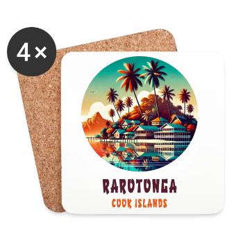 Parotonga Cook Islands Retro Strand - Untersetzer (4er-Set) - Weiß - Vorne