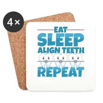 Eat Sleep Align Teeth Zahnarzt - Untersetzer (4er-Set) - Weiß - Vorne