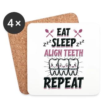 Eat Sleep Align Teeth Zahnarzt - Untersetzer (4er-Set) - Weiß - Vorne