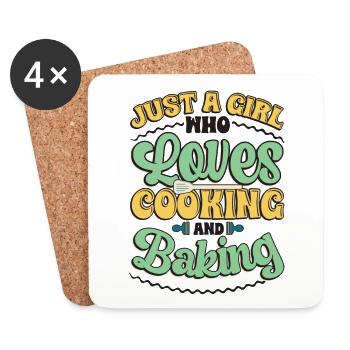 Une fille qui aime cuisiner et faire de la pâtisserie - Dessous de verre (lot de 4) - blanc - Devant