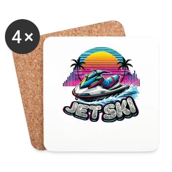 Jet Ski Aventure Été Rétro - Dessous de verre (lot de 4) - blanc - Devant