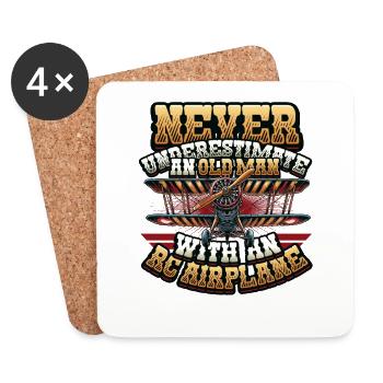 Old man with model airplane - Coasters (set of 4) - white - Front