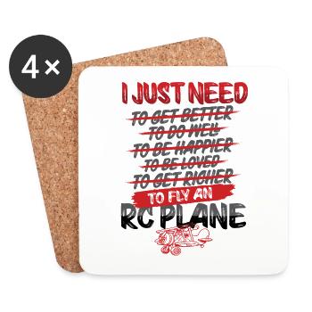 I Just Need To Fly Rc Tarpaulin Model Airplane - Coasters (set of 4) - white - Front