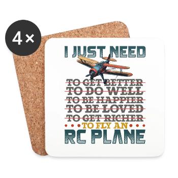 I Just Need To Fly Rc Tarpaulin Model Airplane - Coasters (set of 4) - white - Front