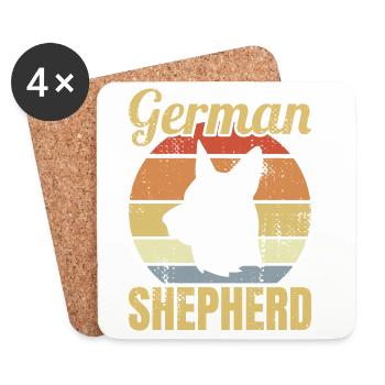 Retro German Shepherd - Coasters (set of 4) - white - Front