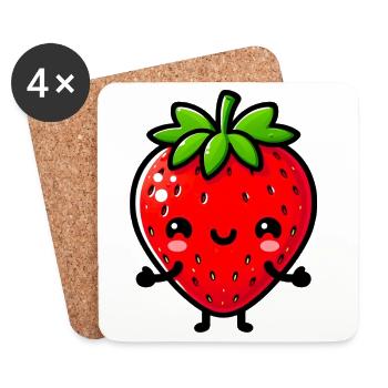 Erdbeeren Erdbeeren - Untersetzer (4er-Set) - Weiß - Vorne