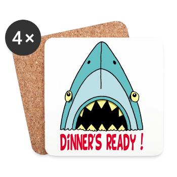 Requin qui a faim - Dessous de verre (lot de 4) - blanc - Devant