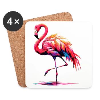 Flamant - Dessous de verre (lot de 4) - blanc - Devant