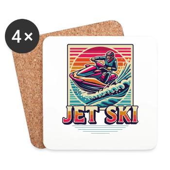 Jet ski aventure Rétro été - Dessous de verre (lot de 4) - blanc - Devant