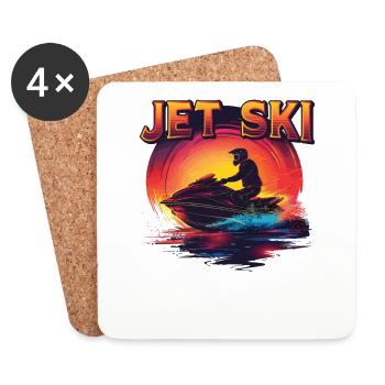 Jet ski aventure Rétro été - Dessous de verre (lot de 4) - blanc - Devant