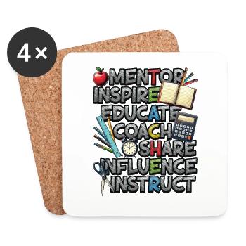 Mentor Inspire Educate Coach Teacher - Coasters (set of 4) - white - Front