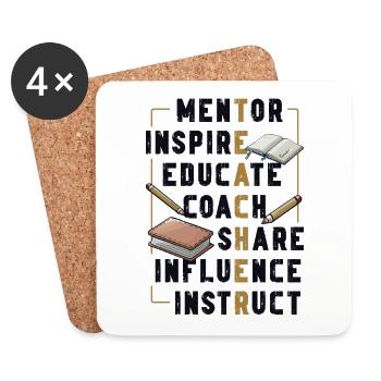 Mentor Inspirer Éduquer Entraîneur Enseignant - Dessous de verre (lot de 4) - blanc - Devant