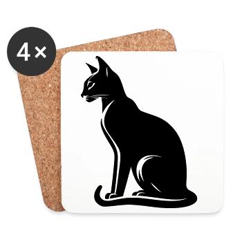 Chat abyssin - Dessous de verre (lot de 4) - blanc - Devant