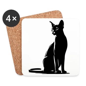 Chat abyssin - Dessous de verre (lot de 4) - blanc - Devant