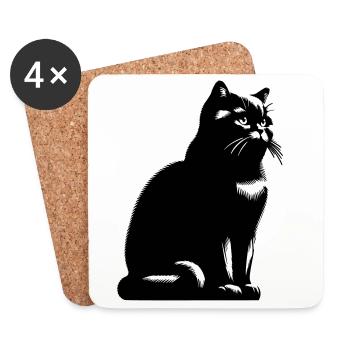 Chat British Shorthair - Dessous de verre (lot de 4) - blanc - Devant