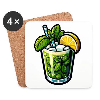 Mojito Cocktail Rum Limette Minze - Untersetzer (4er-Set) - Weiß - Vorne