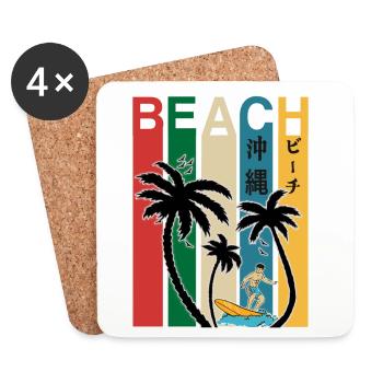 Okinawa Japon Plage Fun - Dessous de verre (lot de 4) - blanc - Devant