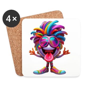 Personnage Cartoon Sympa, Positif et Délirant - Dessous de verre (lot de 4) - blanc - Devant