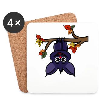 Bat Cute Halloween Vampire Child Motif Autumn - Coasters (set of 4) - white - Front