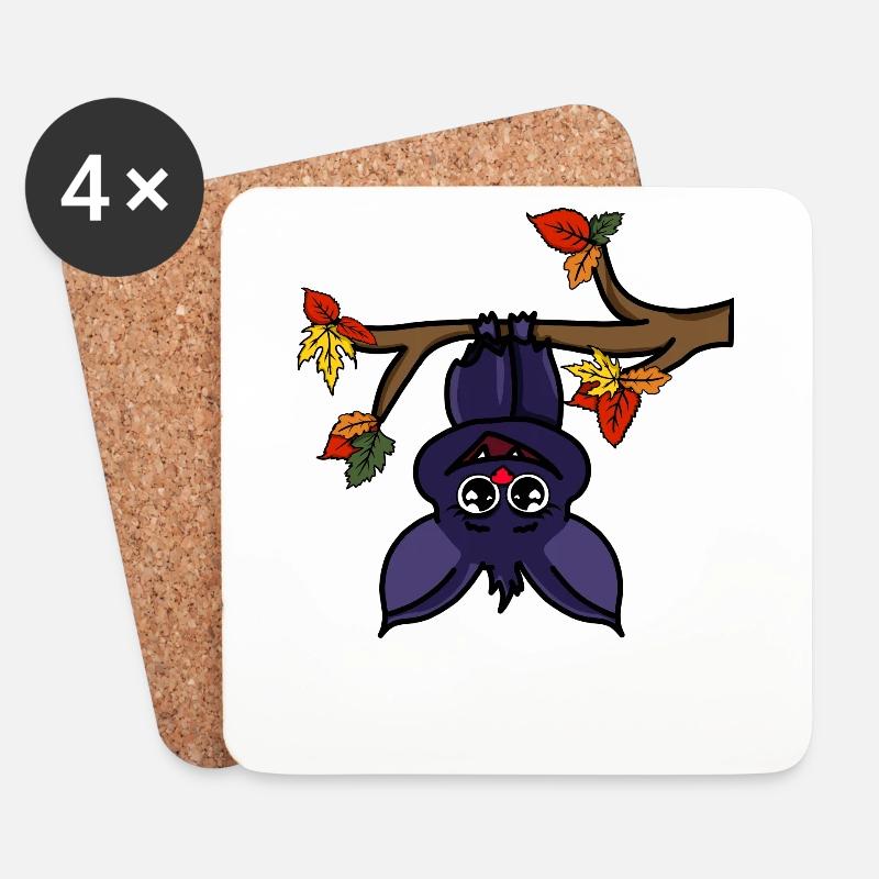 Fledermaus süß Halloween Vampir Kindermotiv Herbst - Untersetzer (4er-Set) - Weiß